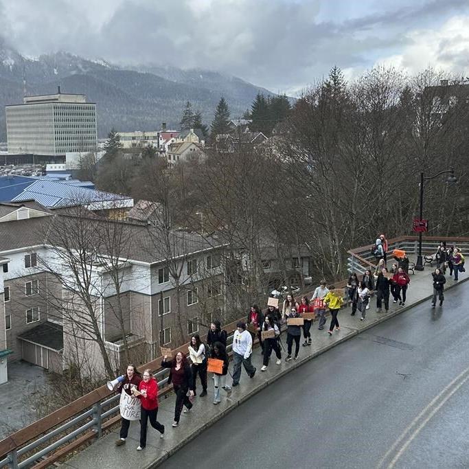 Students walk out of schools across Alaska to protest the governor's veto of education package